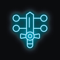 Neon blue lightsaber from star wars glowing in the dark