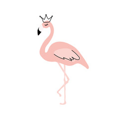 Pink flamingos in Scandinavian style. An isolated hand-drawn flamingo. Doodle.