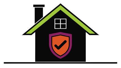 Fototapeta premium Home security protection concept with shield and check icon 