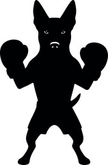 Boxing Dog Silhouette Vector Illustration &ndash; Athletic Animal Mascot for Sports Branding
