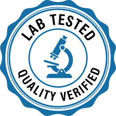 Lab Tested Quality Verified Badge with Microscope Icon for Certified Laboratory Assurance