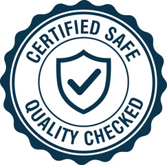 Certified Safe Quality Checked Badge Icon &ndash; Safety Guarantee Seal for Product Assurance and Trust