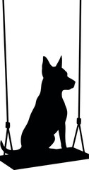 German Shepherd Silhouette Sitting on Swing Isolated Vector Illustration for Pet Design