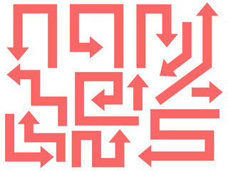 赤の色んな向きの複雑な矢印のセット