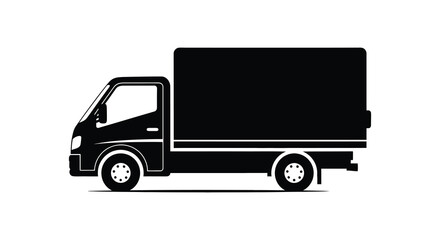 Simple depiction of a black delivery van side view modern design graphic element silhouette © ArtBySalea07