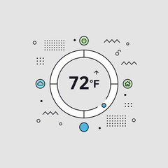 Fototapeta premium Smart Thermostat Interface Displaying 72 Degrees Fahrenheit Temperature.