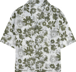 White shirt with green floral pattern