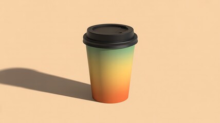 Colorful coffee cup with lid