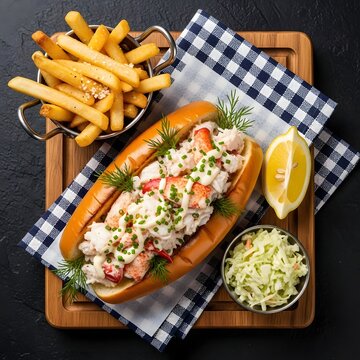 Lobster Roll Sandwich with Fries