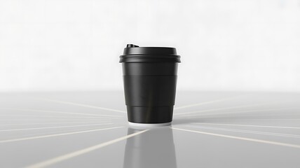 Single black coffee cup on surface