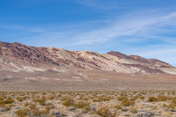 Fototapeta premium Death Valley National Park, Inyo County, California. Black Mountains (Amargosa Range System). Alluvial deposits. Dantes View Road. Mojave Desert. 