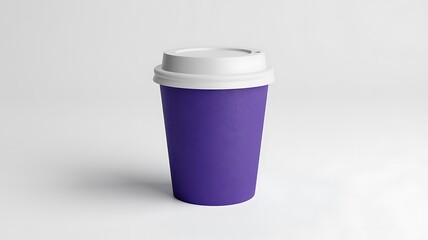 Purple disposable coffee cup with lid