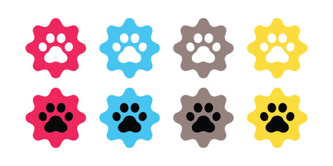 dog paw icon star Octagram footprint vector cat kitten pet bear logo puppy cartoon symbol character shape illustration doodle clip art design