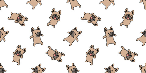 dog seamless pattern french bulldog cartoon doodle funny puppy pet gift wrapping paper tile background repeat wallpaper illustration animal brown