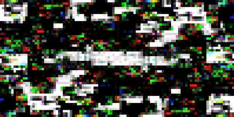 Fototapeta premium Glitch digital error signal background. 2D layout illustration