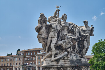 Obraz premium Walking through the narrow cobblestone streets and historic alleys of Rome city center in Italy