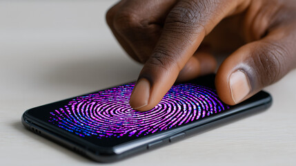 Biometric Authentication Close-Up on Smartphone, Cybersecurity Trust Visual