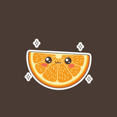 Cute Orange Slice with Sparkling Eyes and Rosy Cheeks.