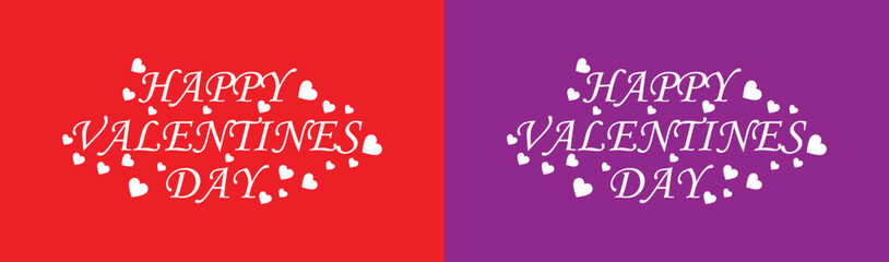 Happy Valentine&rsquo;s Day Greeting Design with Hearts on Red and Purple Background