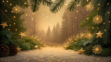 Magical Christmas Forest with Glowing Lights