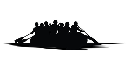 A team of rowers in a boat propelled through water black silhouette © ArtBySalea07