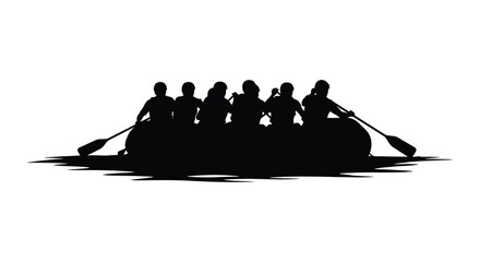 A team of rowers in a boat gliding across water a striking silhouette © ArtBySalea07