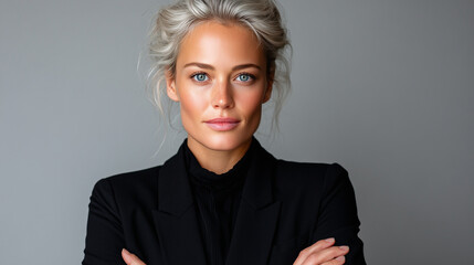 Confident Businesswoman with Crossed Arms, Finance Trust Portrait