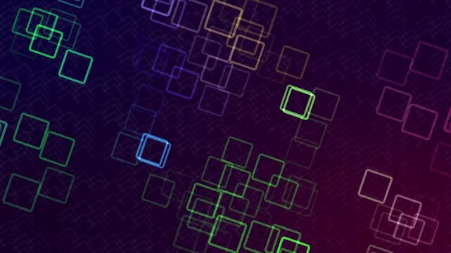 Dynamic Abstract Geometric Square Animation: Colorful Outlined Rectangles On Dark Gradient Background Modern Digital Tech Motion Graphics Loop, Dynamic Abstract Background Loop Colorful Outlined Squar