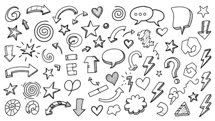 Obraz premium Hand Drawn Doodle Vector Elements Illustration Set