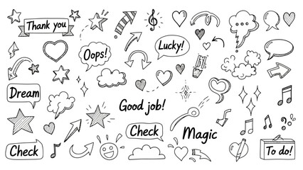 Obraz premium Hand Drawn Doodle Vector Icon Set for Creative Designs