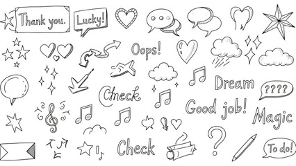 Obraz premium Hand Drawn Doodle Vector Icon Set for Creative Projects and Designs