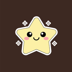 Cute Star Character with Sparkling Aura and Smiling Face.
