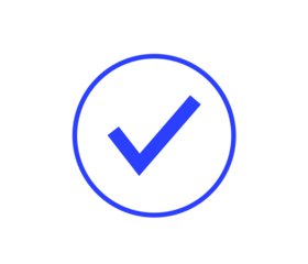 blue circle checkmark icon with thin outline for verified account status success confirmation or task complete symbol