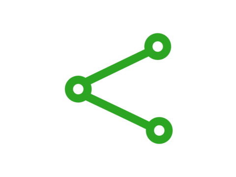 simple green share icon with connected nodes isolated on white background, social media and connectivity symbol - Powered by Adobe