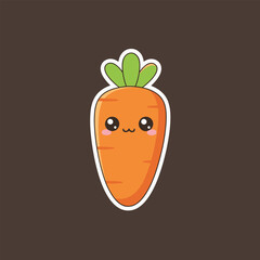 Cute Carrot Character with Kawaii Eyes and Rosy Cheeks.
