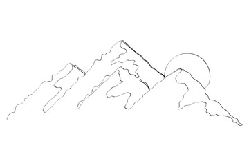 Obraz premium Abstract Mountain Peaks Sketch in Black and White