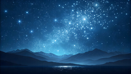 Blue Winter Night Background with Falling Snow