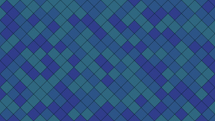 Abstract geometric pattern of interlocking blue and teal diamonds