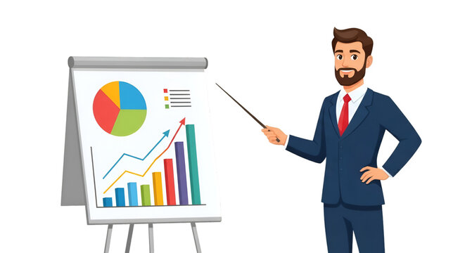 Businessman presenting data on graph