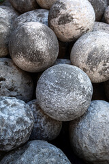 Pile of mineral balls in a flea market
