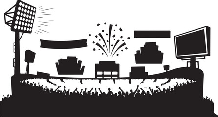 Stadium event elements silhouette collection