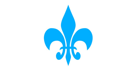 Naklejka premium Stylized Blue Fleur-de-lis Icon Isolated on White Background