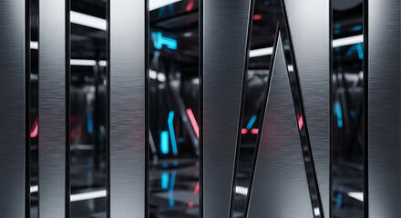 Close-up view of a server room with rows of computer servers and colorful cables in a dark, industrial setting.