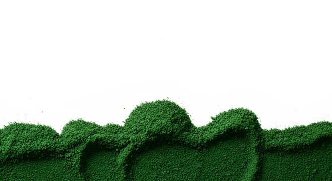 Green powder border texture on white background for detox and he