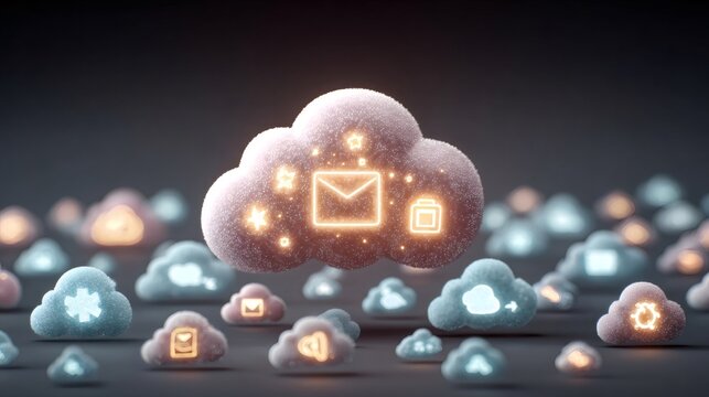 Cloud computing data storage and network services concept - Powered by Adobe