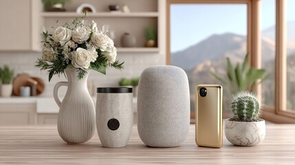 Smart home devices creating modern kitchen lifestyle