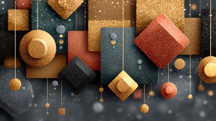 Abstract glitter geometric shapes luxury design background