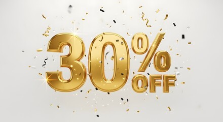 30 percent OFF gold luxury discount sale banner confetti