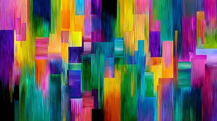 Abstract digital art flowing vibrant colorful pixel blocks