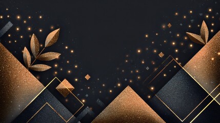 Abstract black and gold glitter geometric background design